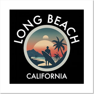 Long Beach - California (with White Lettering) Posters and Art